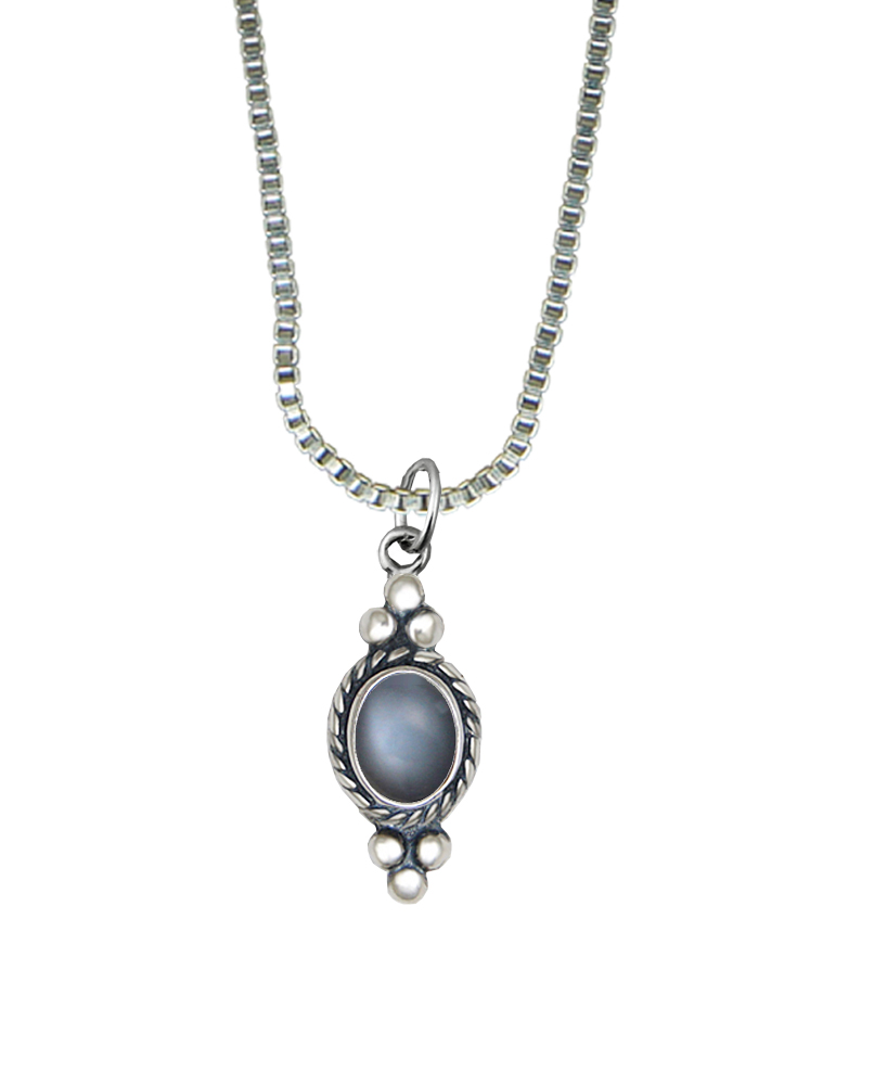 Sterling Silver Little Grey Moonstone Pendant Necklace